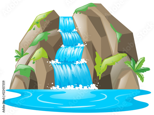 Scene with waterfall and river