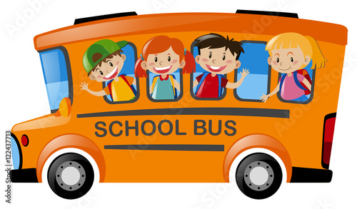 Children riding on school bus