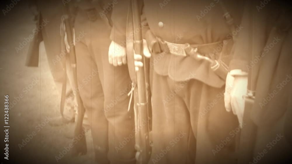 Steady cam shot of Civil War soldiers in a row (Archive Footage Version) Steady cam shot of Civil War soldiers in a row (Archive Footage Version)