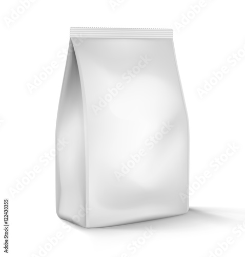 Food snack pillow bag on white background. Vector illustration. Can be use for template your design, promo, adv.