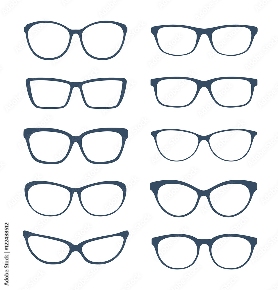Set of glasses isolated on white background. Vector illustration. Ready for your design Set of glasses isolated on white background. Vector illustration. Ready for your design