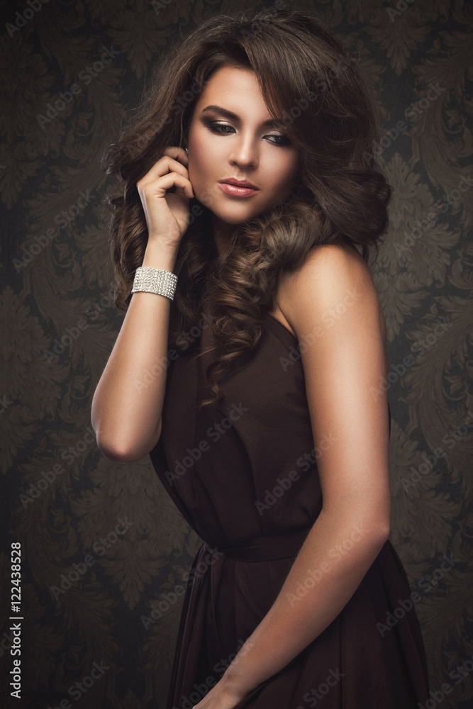 Gorgeous woman with beautiful makeup and hairdo Gorgeous woman with beautiful makeup and hairdo