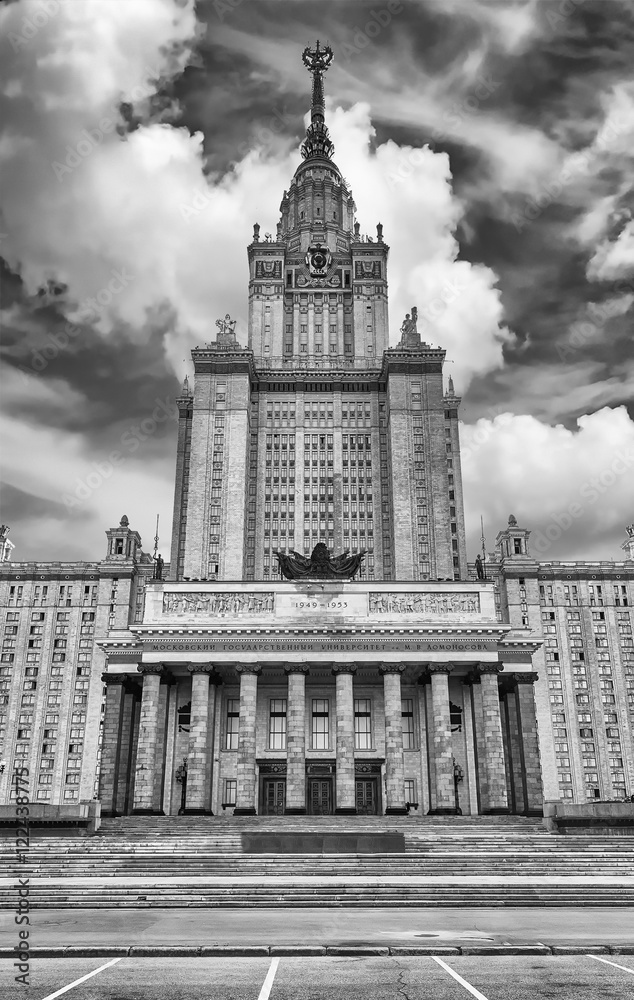 Lomonosov State University building in Moscow, Russia