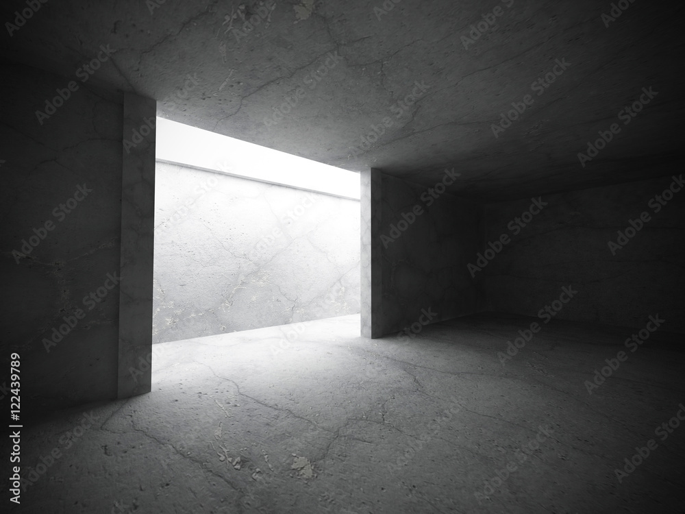 Abstract empty dark room interior with concrete walls. Architect Abstract empty dark room interior with concrete walls. Architect