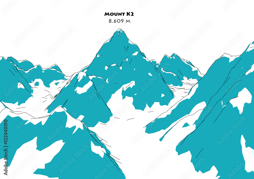 Fototapeta premium Montagna K2, altezze rilievi, montagne