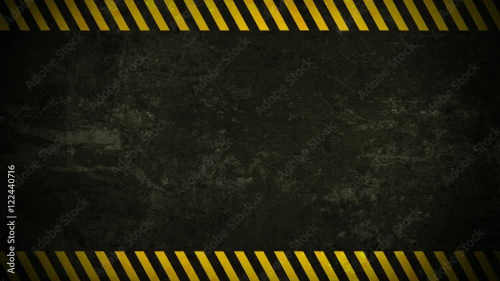 A sparse grunge wall background loop with caution borders.