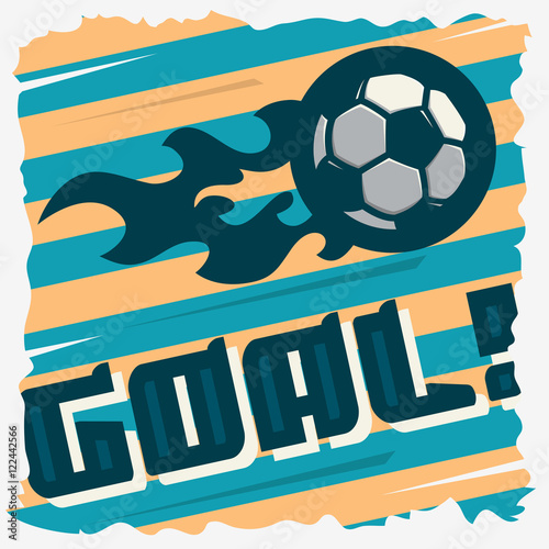 Football Goal. The Ball On A Fire. Soccer Print Design. 