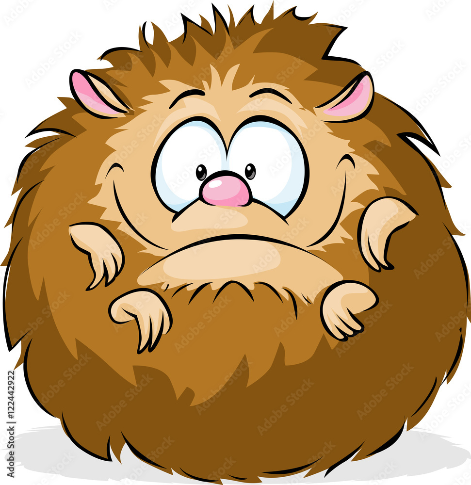 Obraz premium curled up hedgehog isolated on white background - funny vector cartoon animal