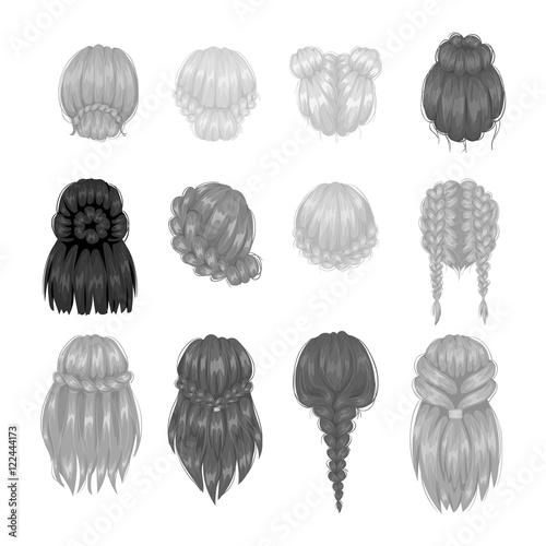 Vector woman hairstyle back view