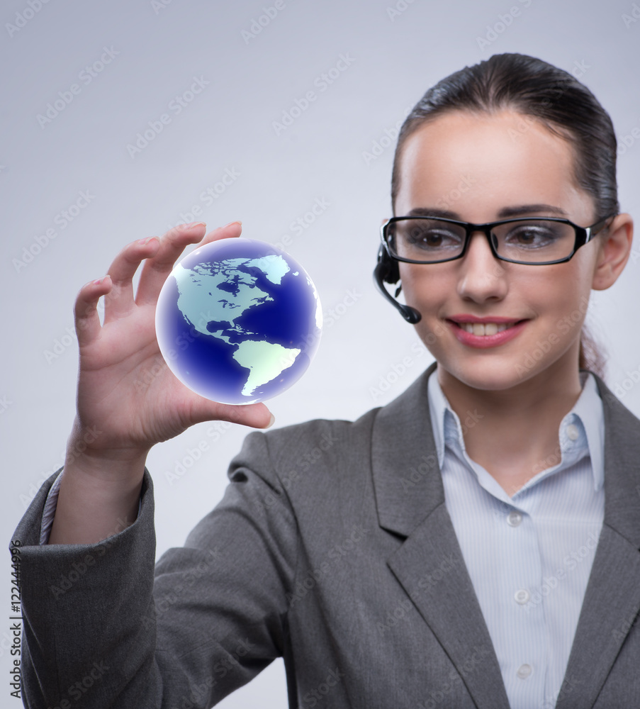 Call center operator in global business concept Call center operator in global business concept