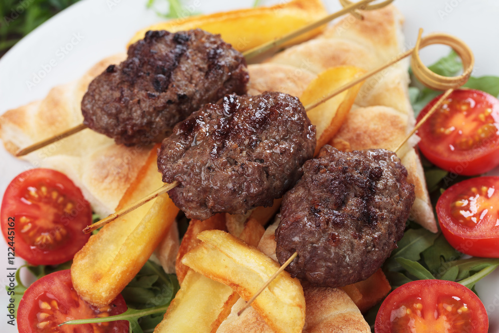 Kofta kebab, minced meat skewer Kofta kebab, minced meat skewer
