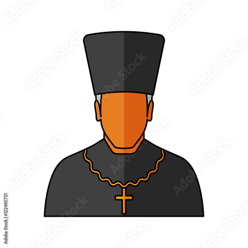 Orthodox priest Vector illustration. Religion icon. Silhouette. Flat style.