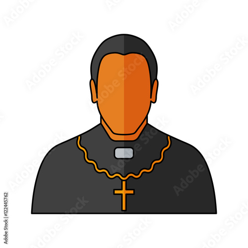 Orthodox priest Vector illustration. Religion icon. Silhouette. Flat style.