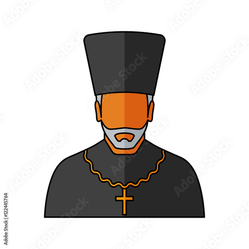 Orthodox priest Vector illustration. Religion icon. Silhouette. Flat style.