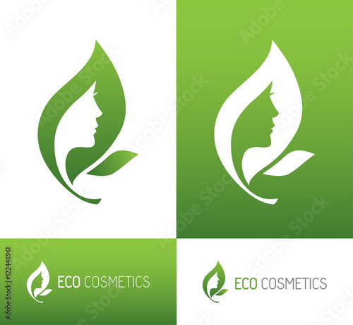 Green leaf with woman profile icon