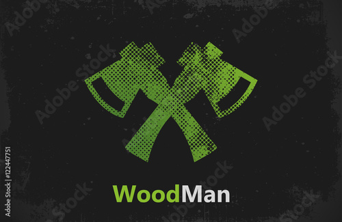 Lumberjack logo. Woodman logo. Axes logo design