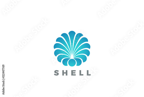 Shell Logo circle abstract design vector Travel Seafood Luxury