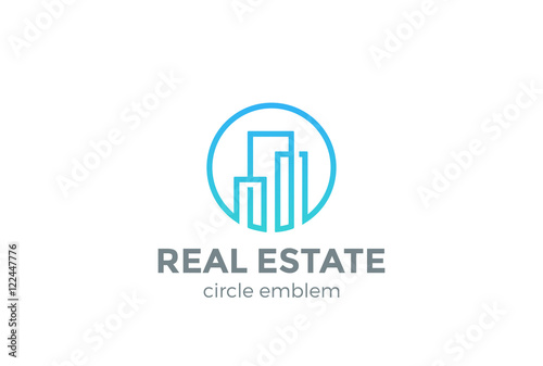 Real Estate Logo design vector Linear Building Construction