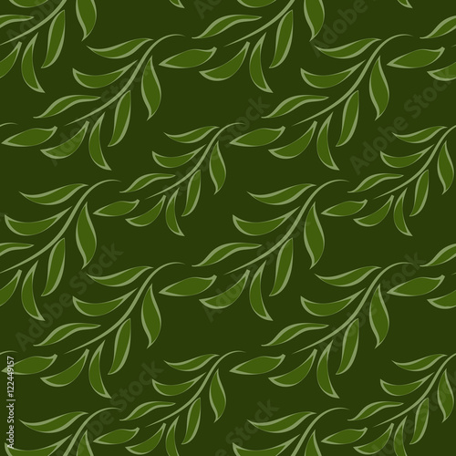 Nature seamless pattern of green branches with leaves