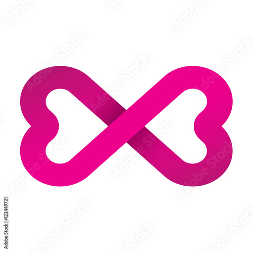 Pink infinity symbol Love symbol logo icon isolated on white background, Vector illustration