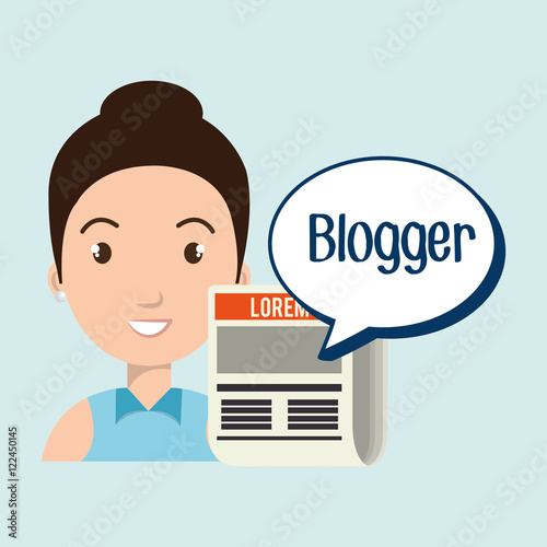 woman cartoon blogger web vector illustration eps 10