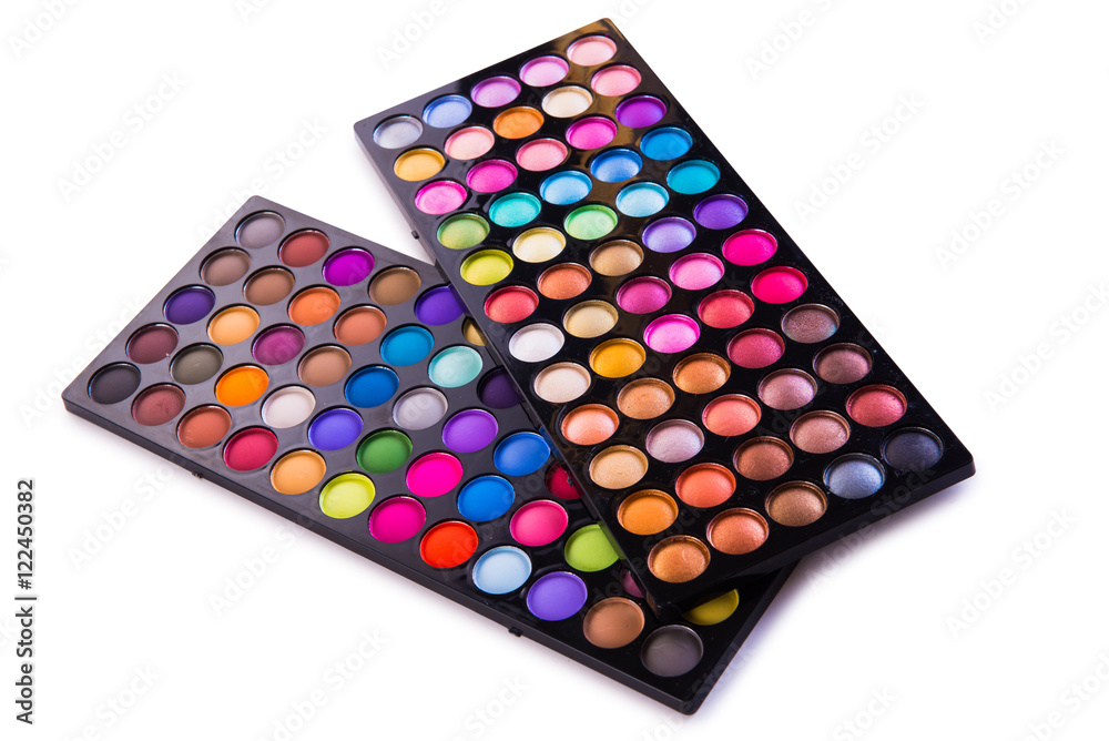 Set of colourful shadow for make-up isolated on white Set of colourful shadow for make-up isolated on white