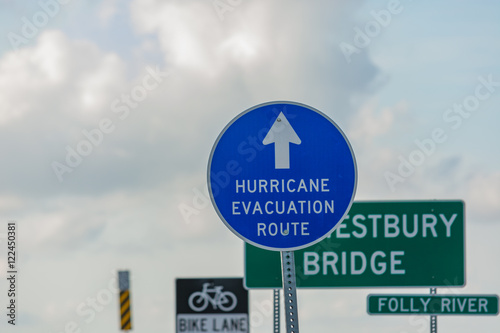 Hurricane evacuation sign in South Carolina. 