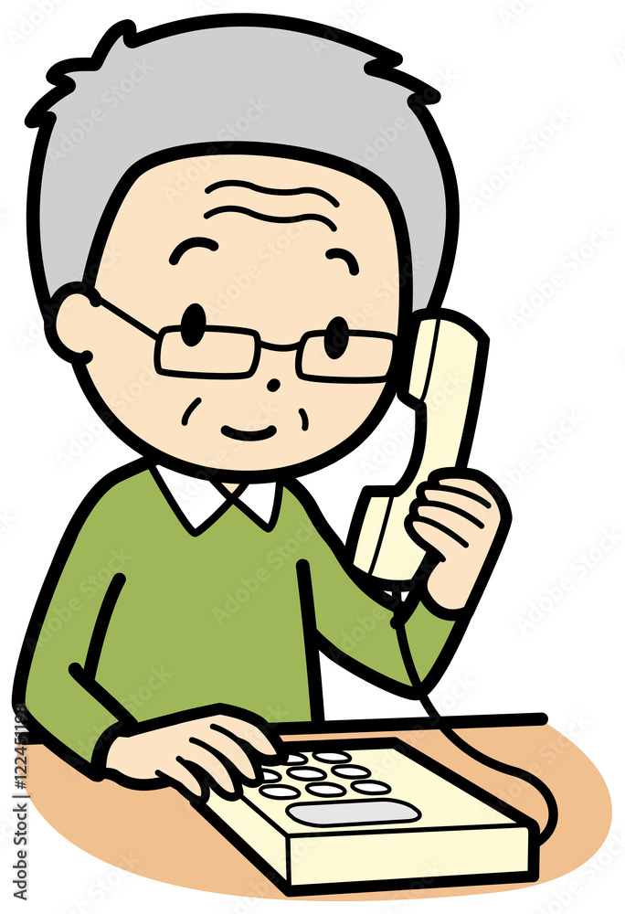 電話をかけるおじいちゃん Stock イラスト Adobe Stock