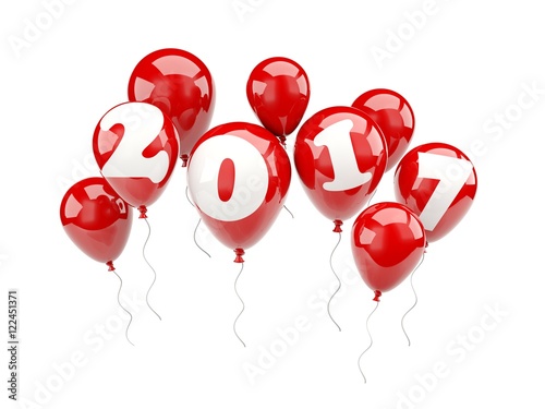 Red balloons with 2017 New Year sign