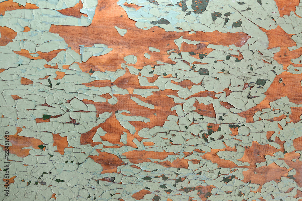 Fototapeta premium Old peeling plaster texture on wooden wall background