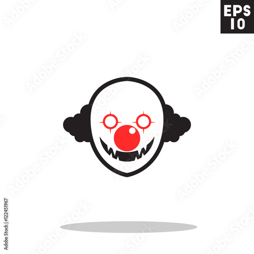 Clown serial killer monster face for halloween icon in trendy flat style isolated on grey background. Id card symbol for your design, logo, UI. Vector illustration, EPS10. Colored.
