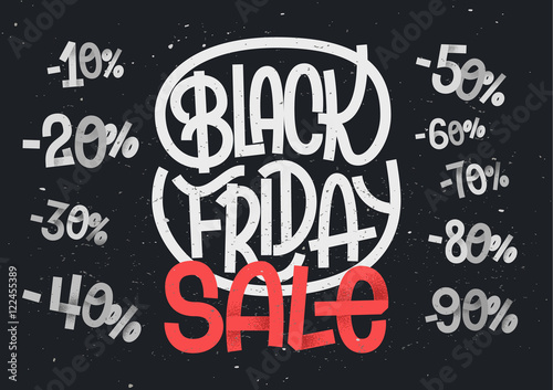 Black Friday lettering with percentage numbers for sales and discount designs