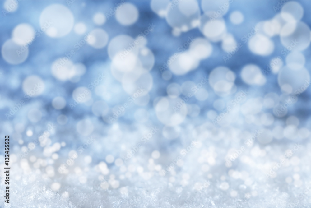 Blue Christmas Background With Bokeh And Snow Blue Christmas Background With Bokeh And Snow