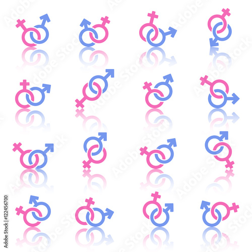 Female and male romantic collection. Female and male signs. Gender icons.