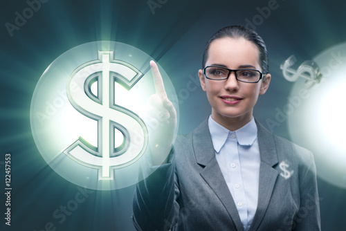 Businesswoman with dollars in business concept