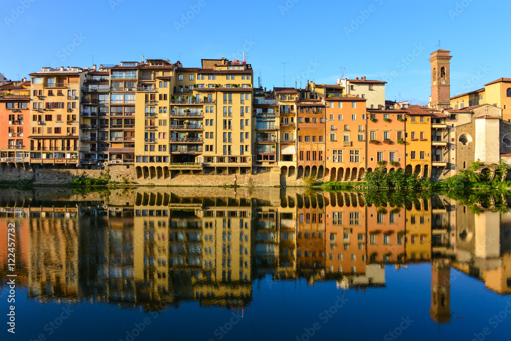 Florence (Italy) - The capital of Renaissance's art and Tuscany region. The Arno river at sunrise
