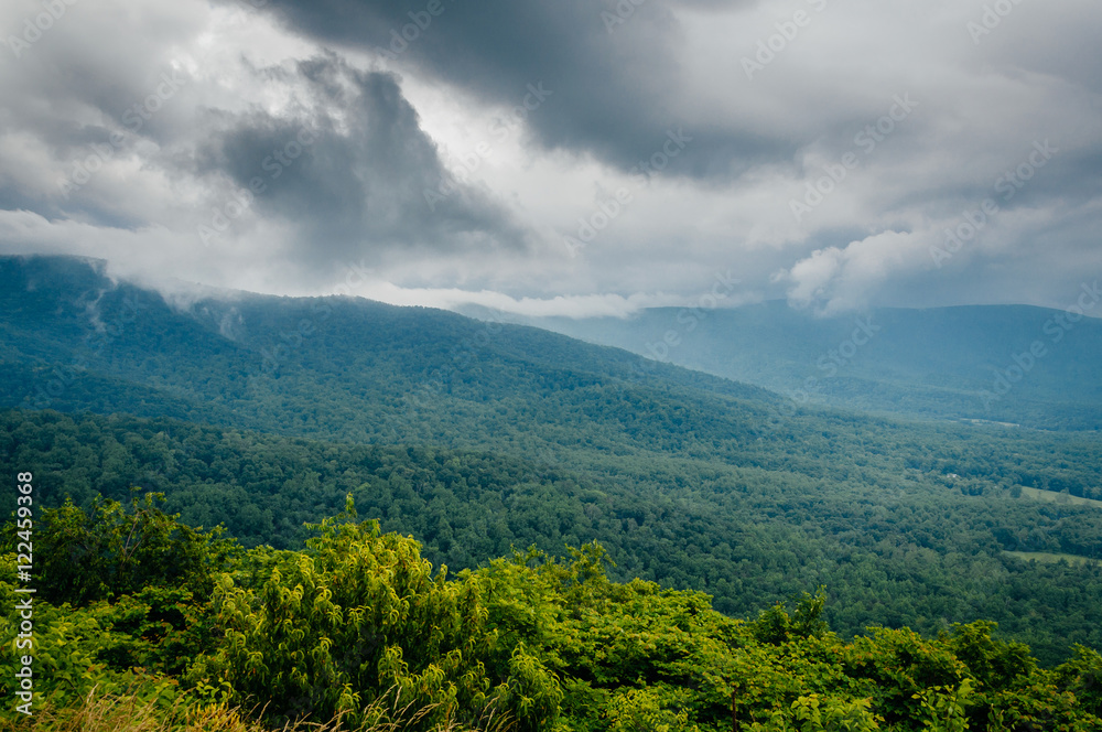 Dark clouds over the Blue Ridge Mountains in Shenandoah National