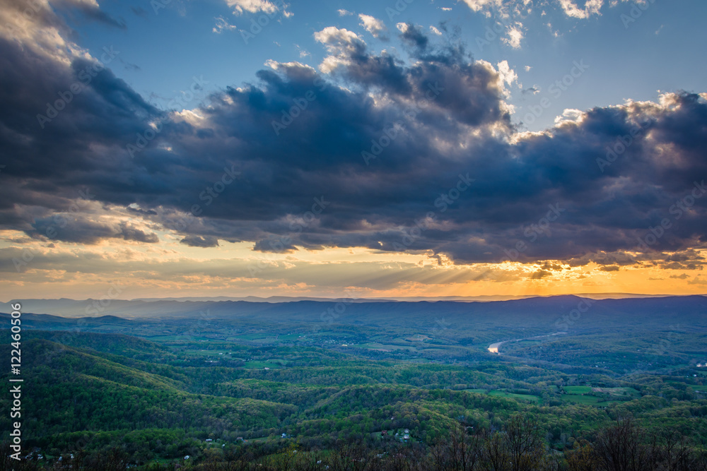 Sunset over the Shenandoah Valley, from Skyline Drive, in Shenan