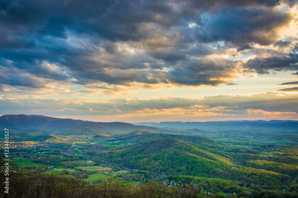 Sunset over the Shenandoah Valley, from Skyline Drive, in Shenan