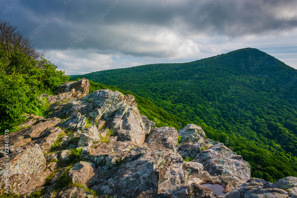 View of Hawksbill Mountain from Crescent Rock in Shenandoah Nati