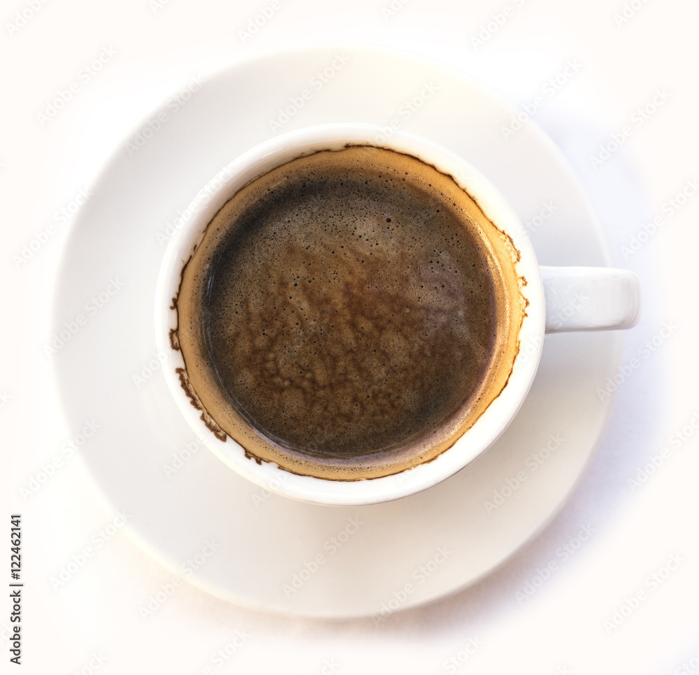 Photo of black coffee cup on white background Photo of black coffee cup on white background