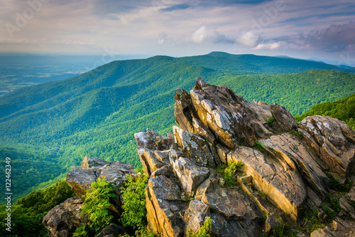 View of the Blue Ridge Mountains from Hawksbill Summit, in Shena photo