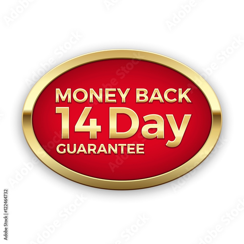 14 day money back guarantee golden badge, vector