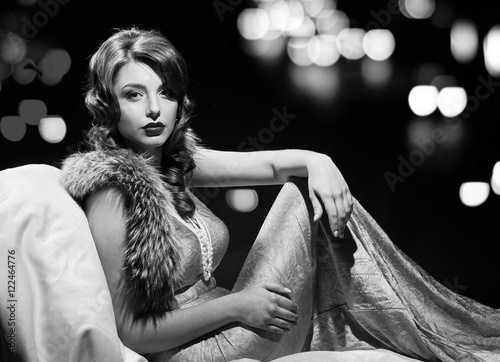 glamor fashion lady portrait. black and white