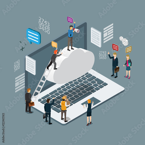 cloud computing technology business isometric concept