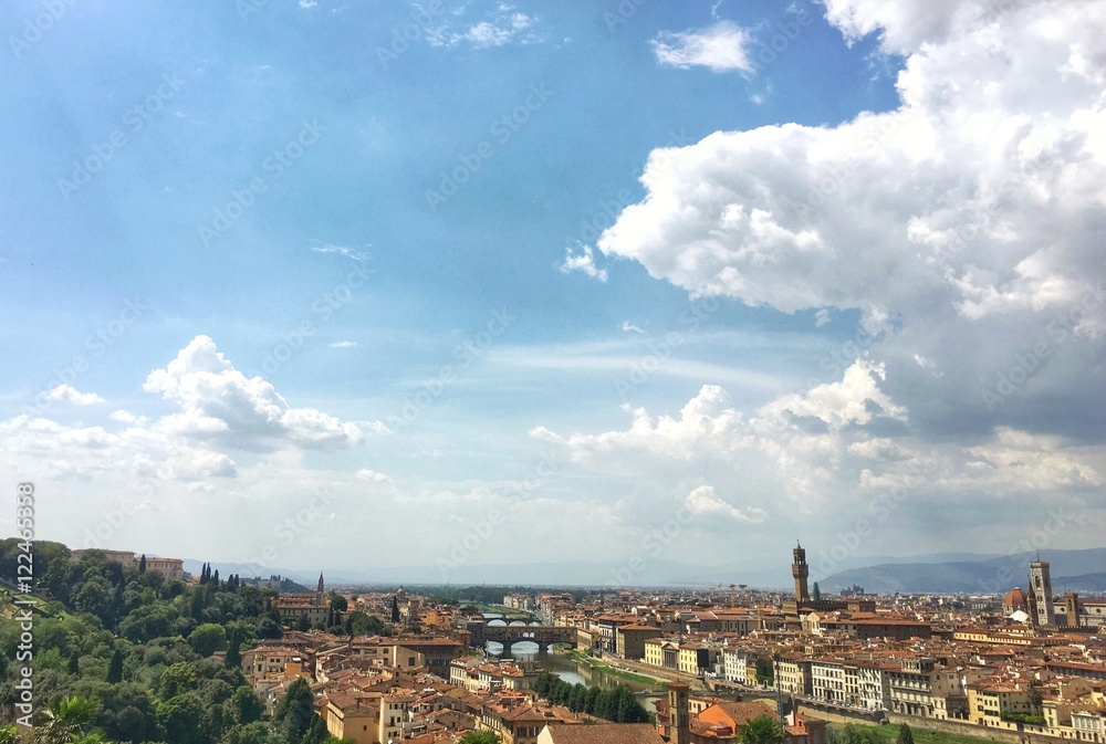 Florence, Italia - July 25th : cityscape of Florence and the beautiful land of Tuscany 