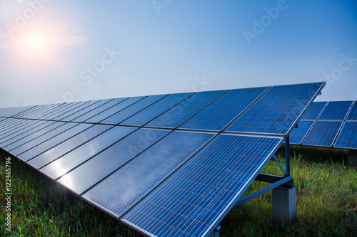 solar panels placed on a countryside meadow china.