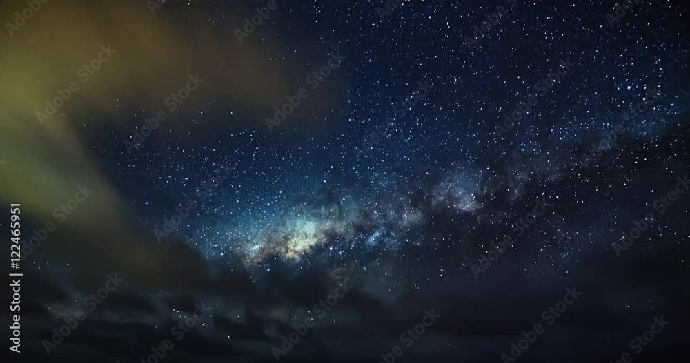 Time lapse of stars moving across the night sky, space astrophotography