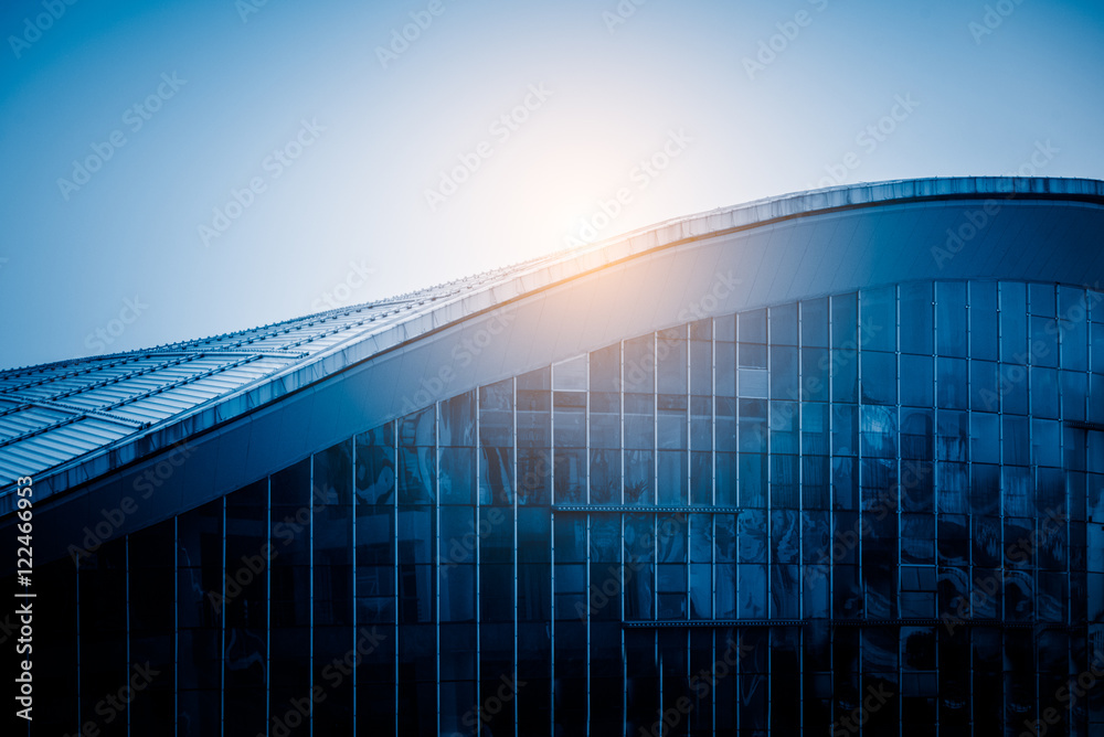 Fototapeta premium detail of modern building,blue toned,china.