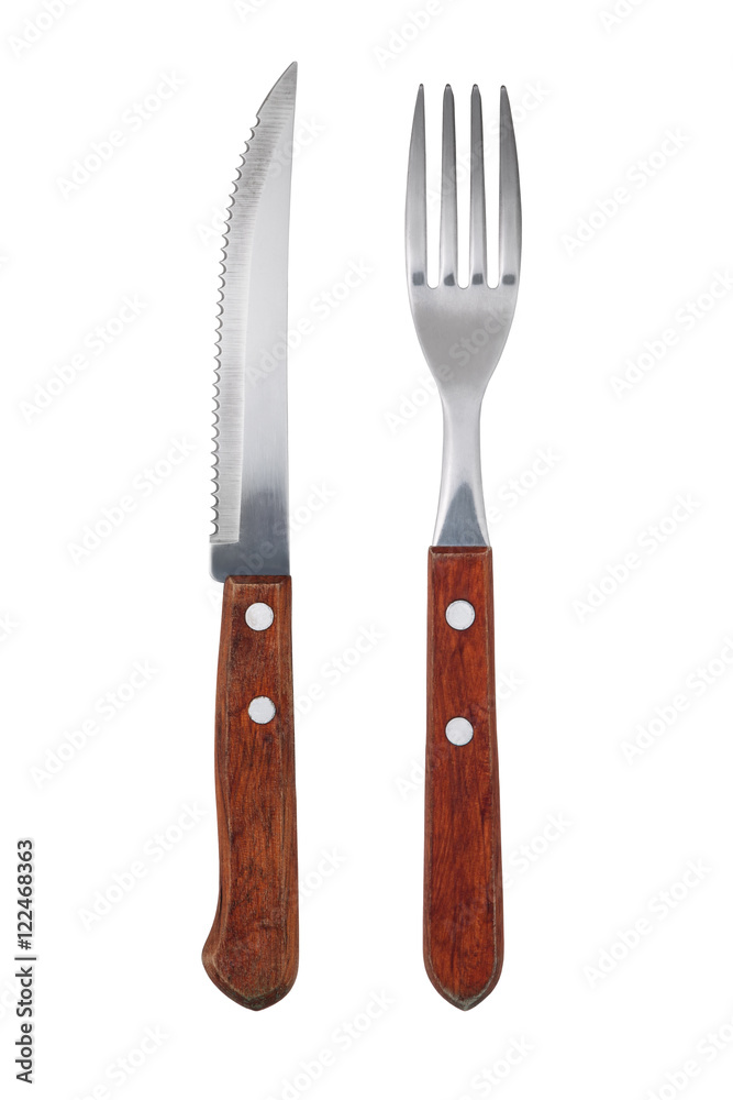 Naklejka premium Fork and knife isolated on white background